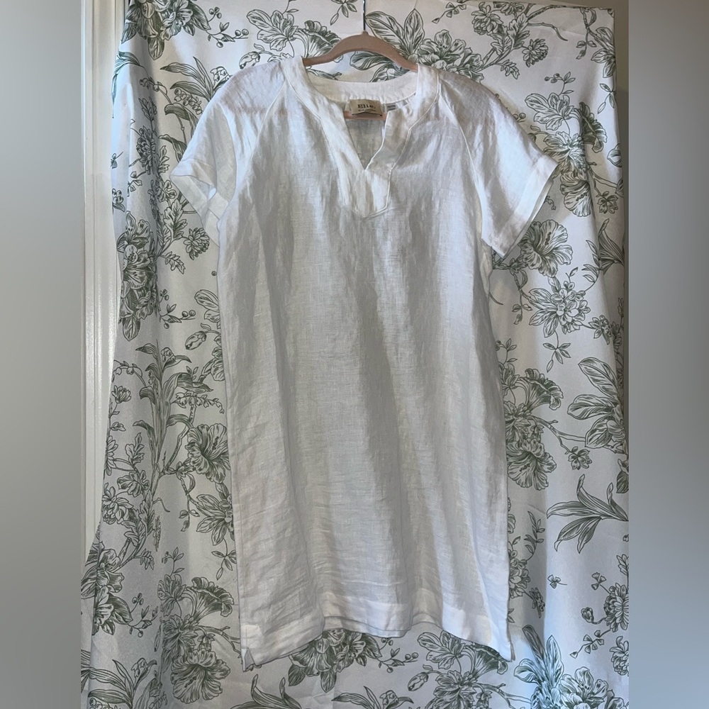 Elie Elie Tahari Petite Short Sleeve Linen Popover Dress NWT